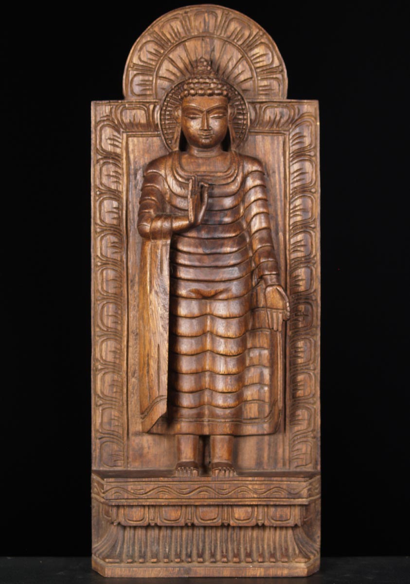 Wood Vitarka Abhaya Mudra Buddha 24"